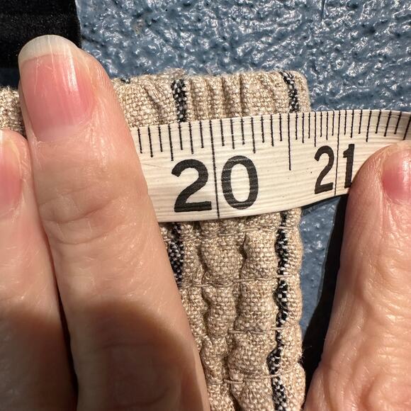 Maurices Size 1X Linen Blend Wide Leg Pull On Pants Beige Black Striped - Picture 8 of 10